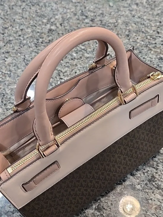 Michael Kors Reagan Signature Brown Medium Satchel - Picture 9 of 14